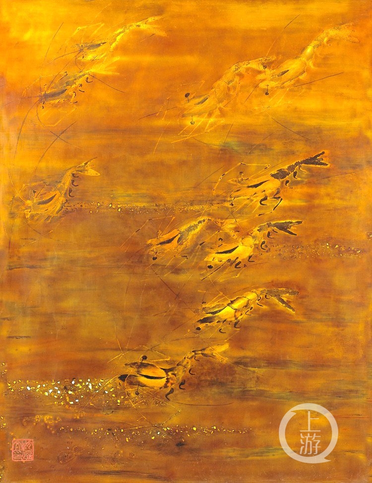1460d752b9f132bc310be52ca719125a.jpg 《虾》沈福文 木板漆画、大漆.jpg